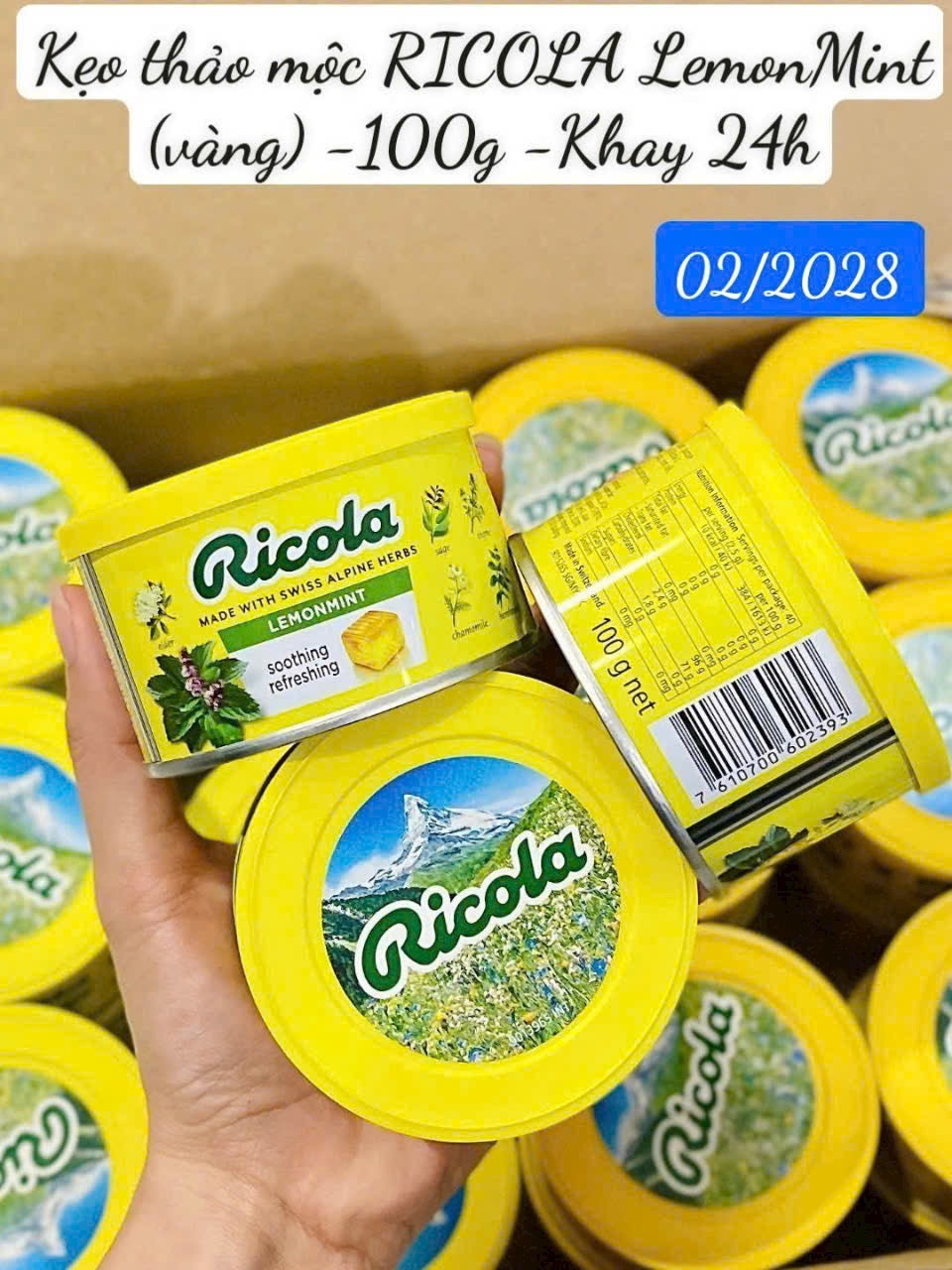 Kẹo ngậm ho thảo mộc RICOLA nội địa Đức (180 viên)