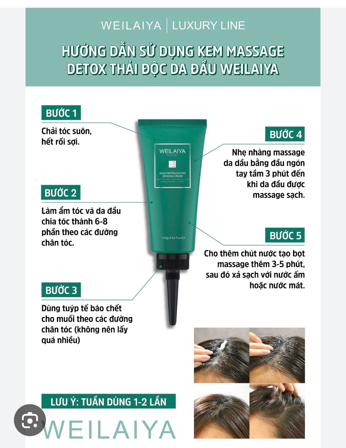 Kem massage detox da đầu WEILAIYA muối biển