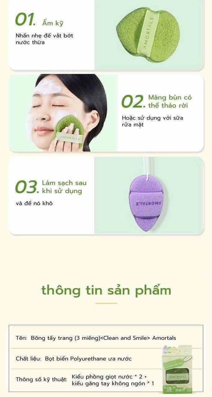 Set 3 mút bọt biển AMORTALS