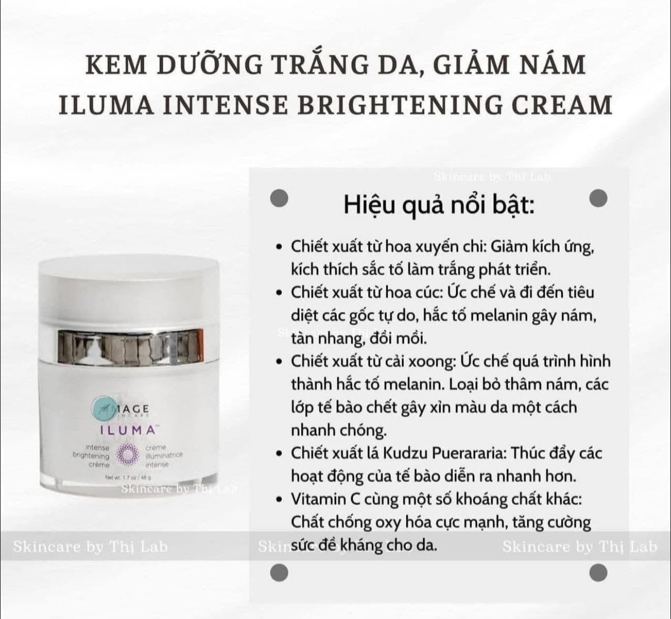 Kem dưỡng sáng da, ức chế đốm nâu IMAGE Iluma 50ml
