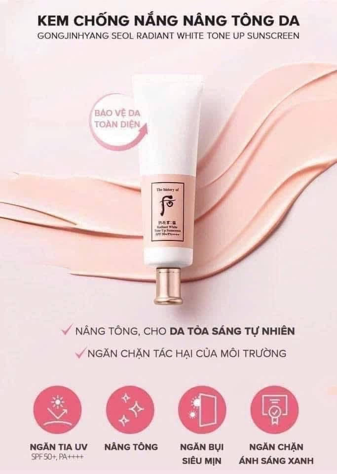 Kem chống nắng Đông y THE HISTORY OF WHOO Radiant White 50ml