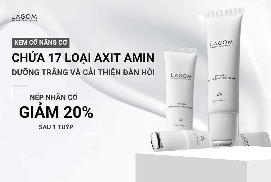 Kem dưỡng có thanh lăn xoá nhăn vùng cổ LAGOM Collagen Anti-Wrinkle Neck Cream 50ml