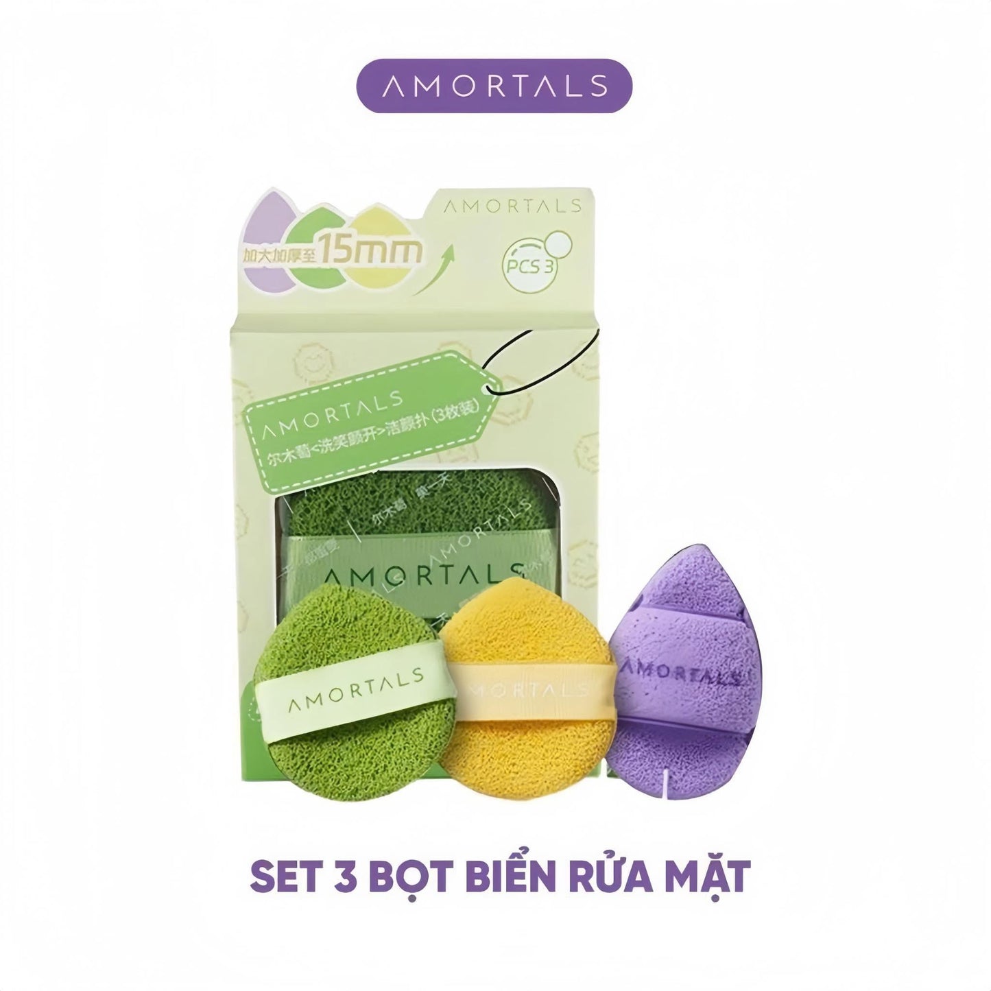 Set 3 mút bọt biển AMORTALS