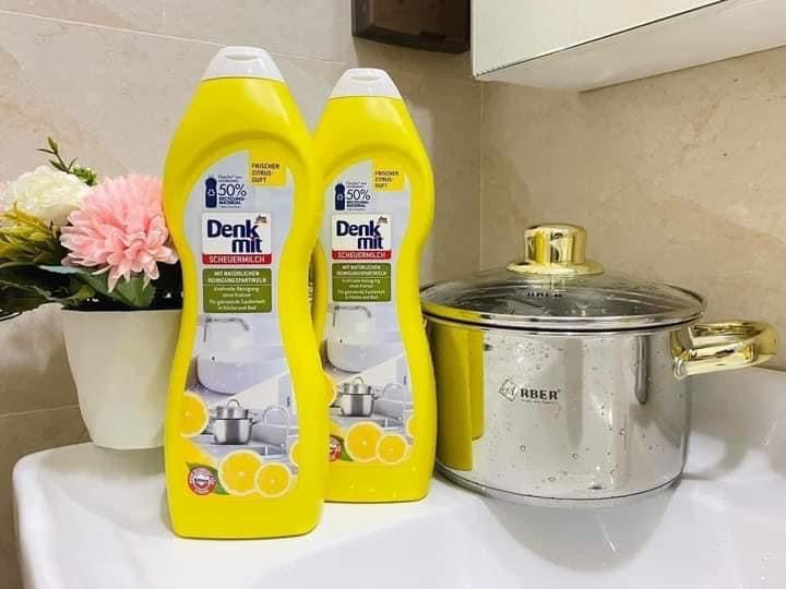 Kem tẩy xoong nồi inox và đồ sứ DENKMIT Scheuermilch 750ml