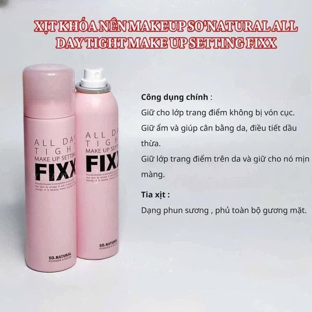 Xịt khoá nền SO NATURAL All Day Tight Make Up Setting Fixx 120ml