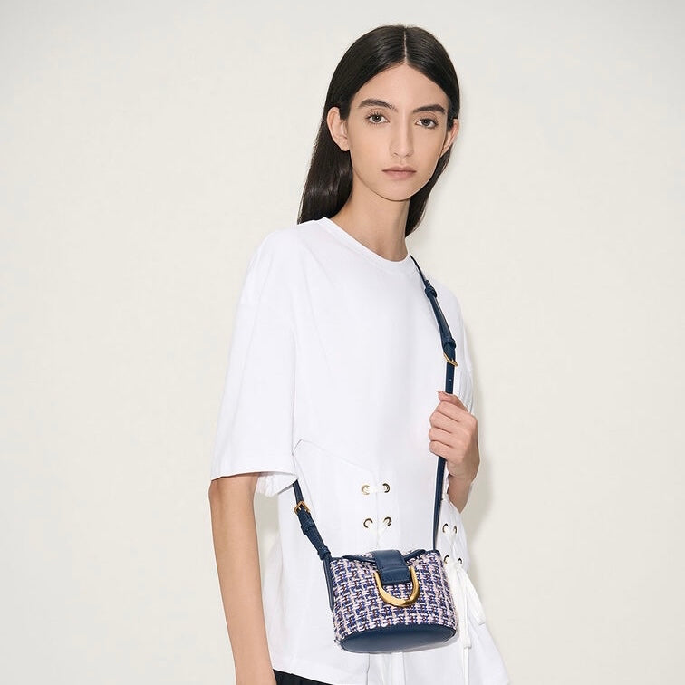 Túi Gabine Bucket CHARLES & KEITH xanh navy (Auth)