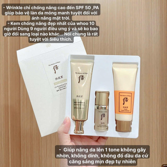 Set kem chống nắng WHOO Vàng chống lão hoá Anti-Wrinkle Sun Cream