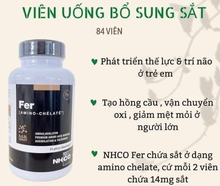 Viên uống bổ sung sắt Fer NHCO Pháp