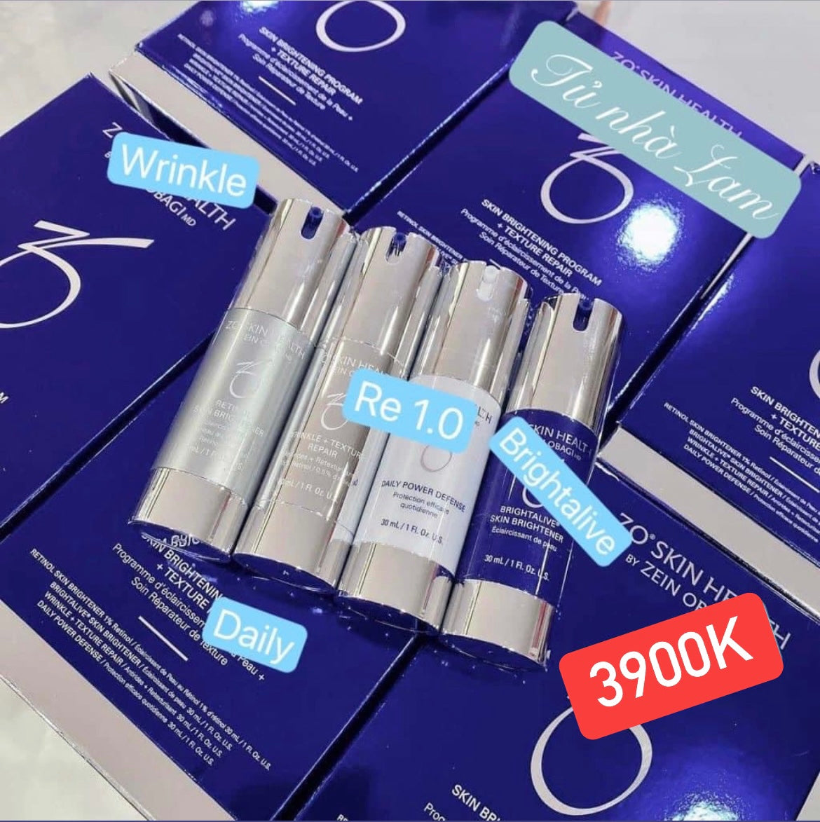 Bộ 4 sản phẩm trẻ hoá căng bóng da ZO Skin Brightening Program + Texture Repair