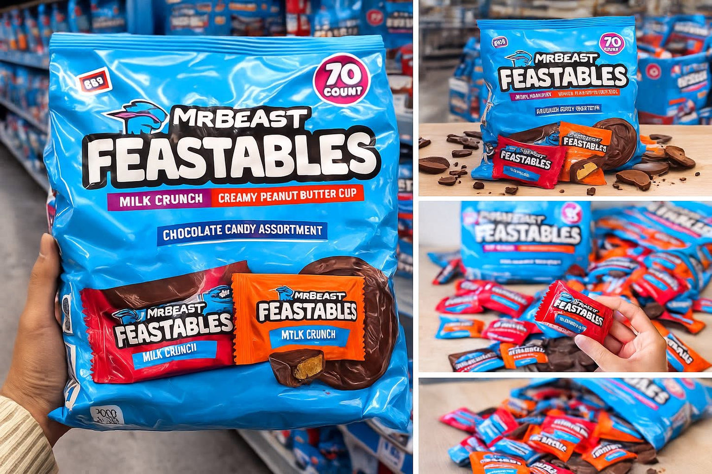 Túi kẹo soocla MRBEAST FEASTABLES 70 gói mini