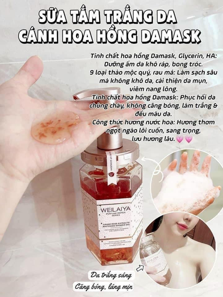 Sữa tắm nước hoa WEILAIYA tuỷ mật hoa hồng Damask 450ml
