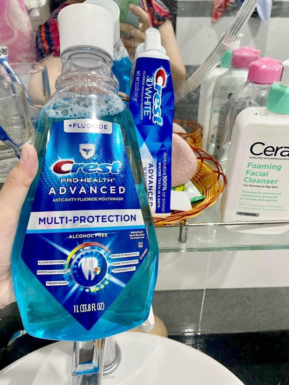 Nước súc miệng không cồn CREST Pro-Health Advanced Multi-Protection Alcohol Free 1L