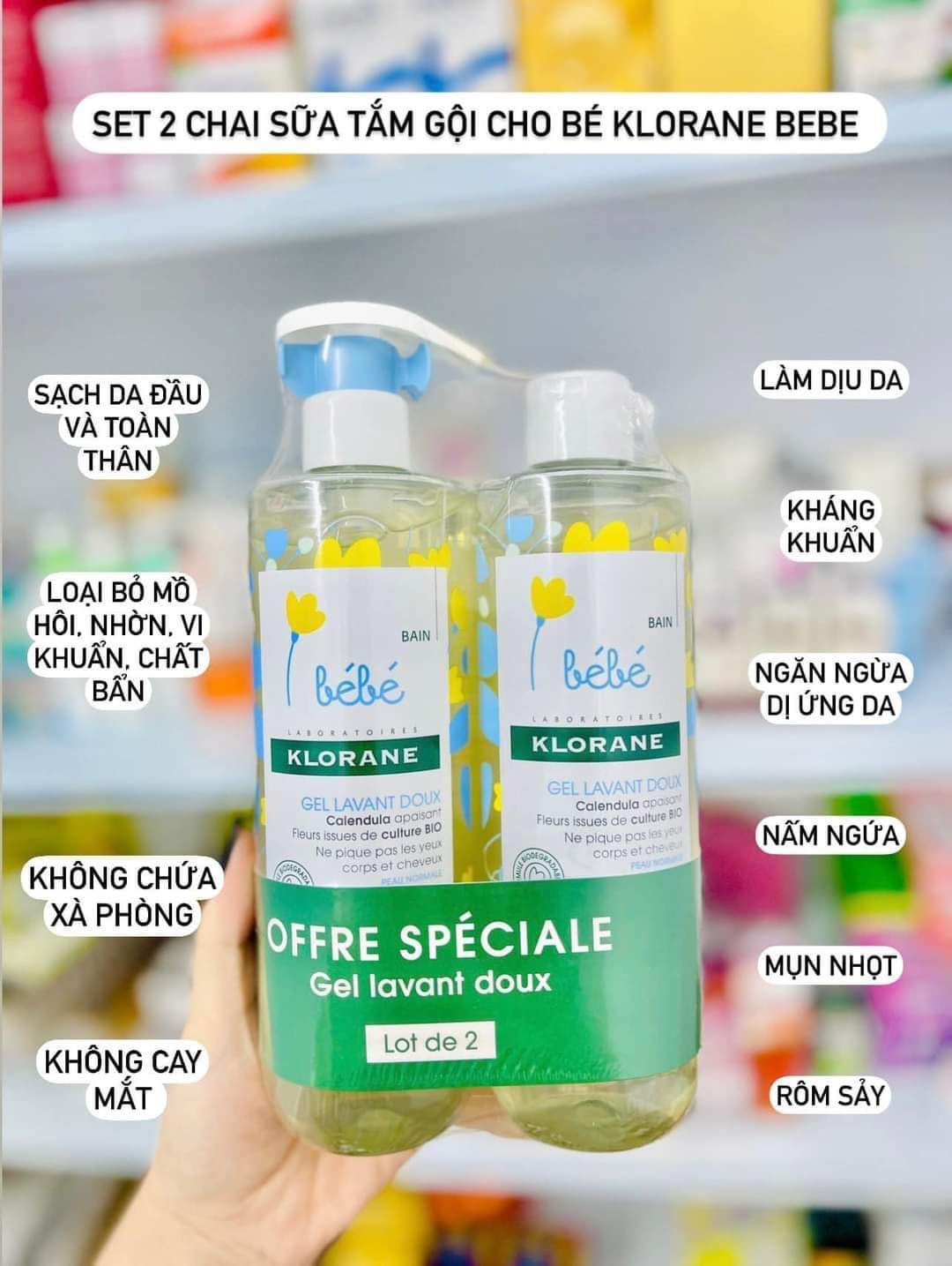 Sữa tắm gội cho bé BEBE KLORANCE 2in1