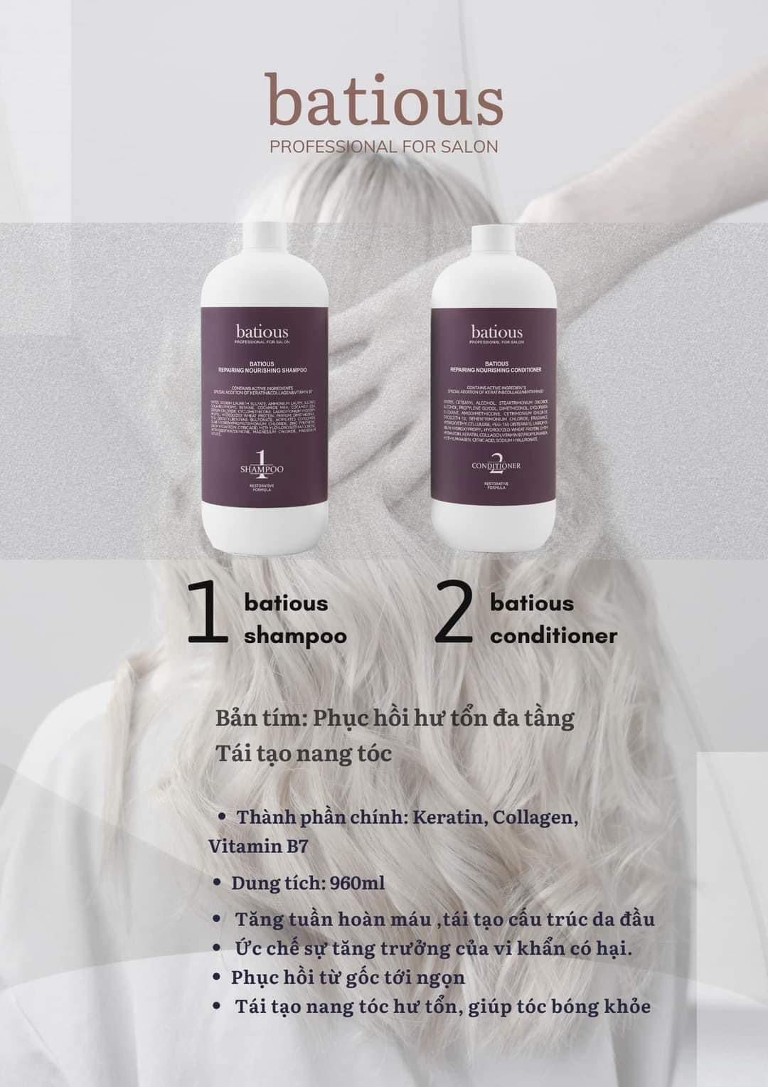 Gội xả BATIOUS Professional for Salon (960ml x 2)