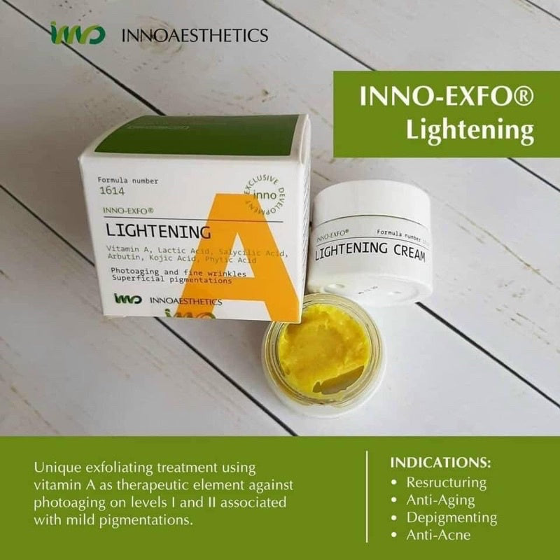 Kem Peel tái tạo đều màu da, giảm mụn VITAMIN A 5% INNOAESTHETICS Inno Exfo Lightening 15g