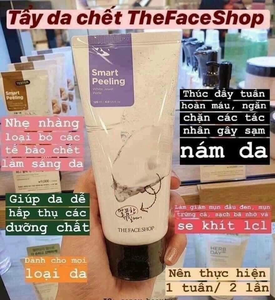 Tẩy tế bào da chết ngọc trai White Jewel Peeling THE FACE SHOP 120ml