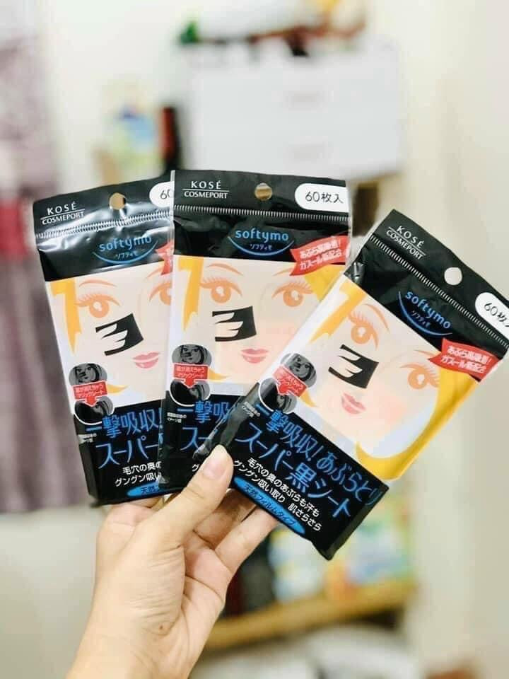 Giấy thấm dầu than hoạt tính KOSE Softymo (60 tờ)
