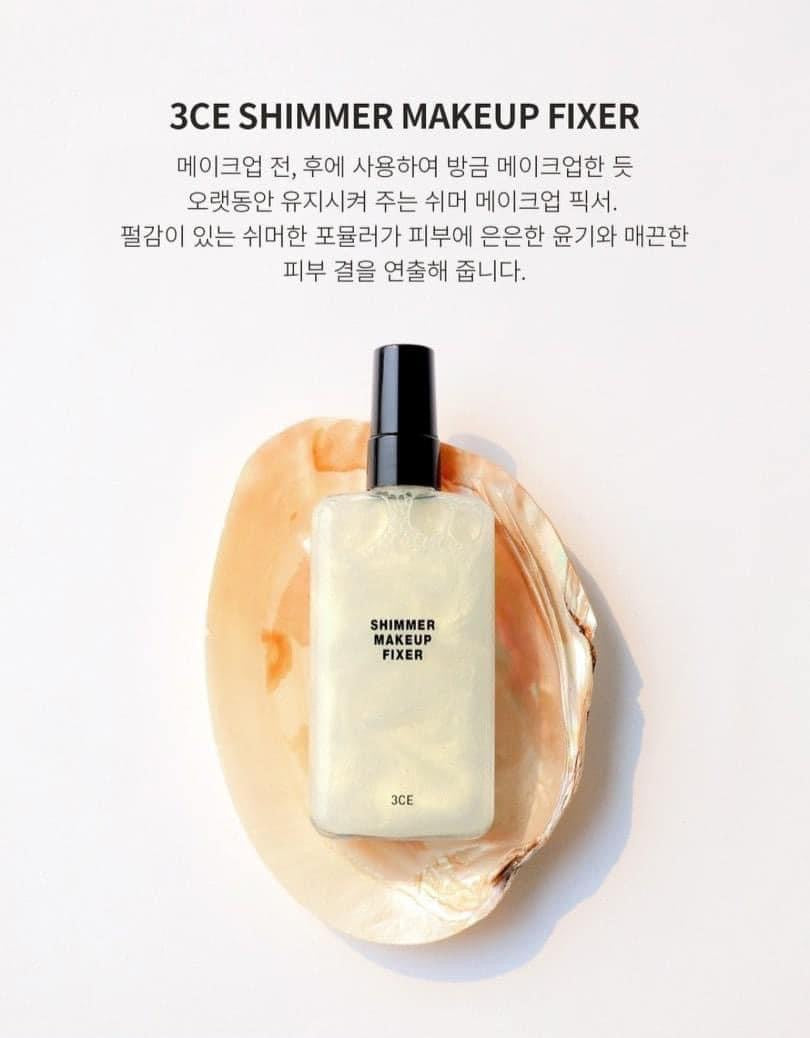 Xịt khoáng khoá nền trang điểm 3CE Make Up Shimmer Fixer Mist 80ml