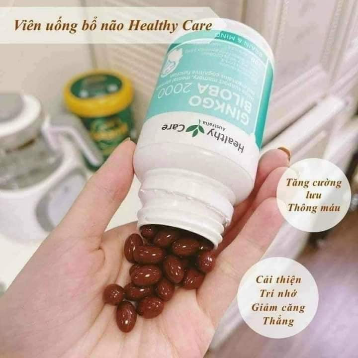 Bổ não GINKGO Biloba 2000 Healthy Care Úc (100 viên)