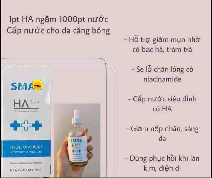 Serum SMAS HA Plus Dưỡng Ẩm - Phục Hồi Da - Làm Trắng Da 100ml