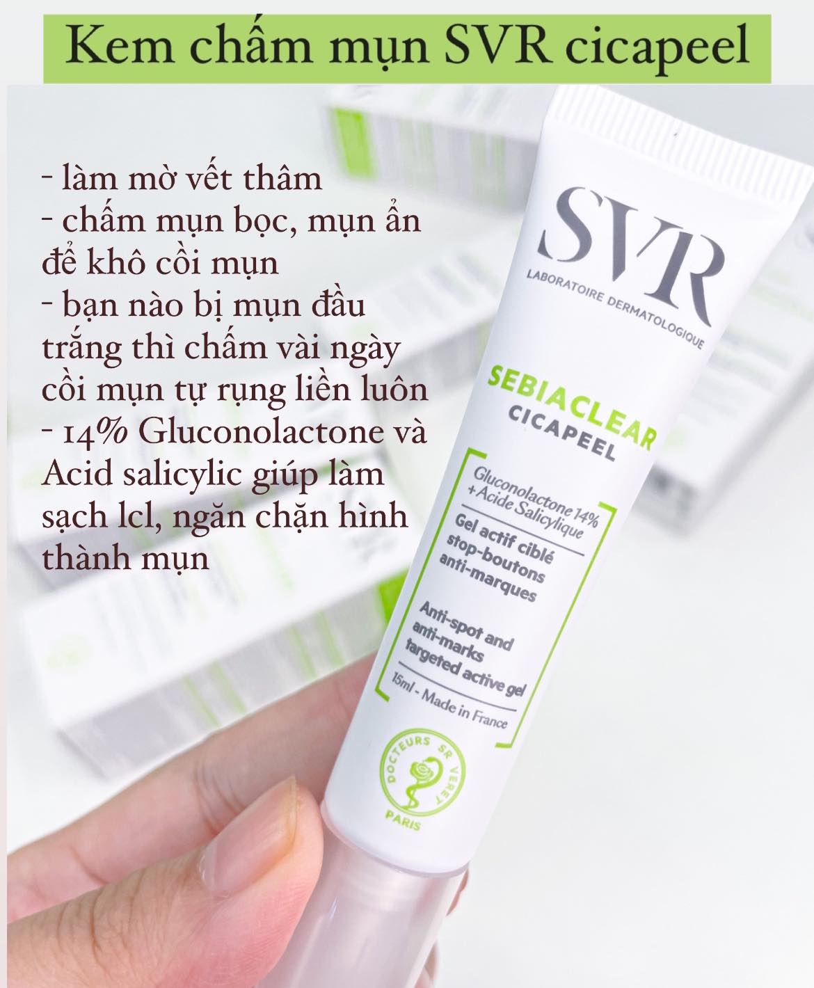 Gel chấm mụn SVR Sebia Clear Cicapeel 15ml