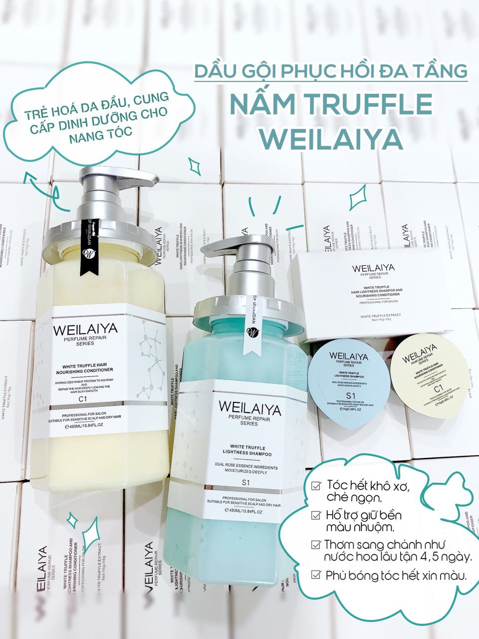 Dầu Gội Xả Phục Hồi Đa Tầng WEILAIYA Nấm Truffle