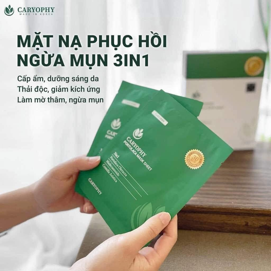 Mặt nạ tràm trà CARYOPHY Portulaca Mask Sheet 3in1 (hộp 10 miếng)