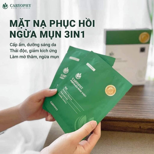 Mặt nạ tràm trà CARYOPHY Portulaca Mask Sheet 3in1 (hộp 10 miếng)