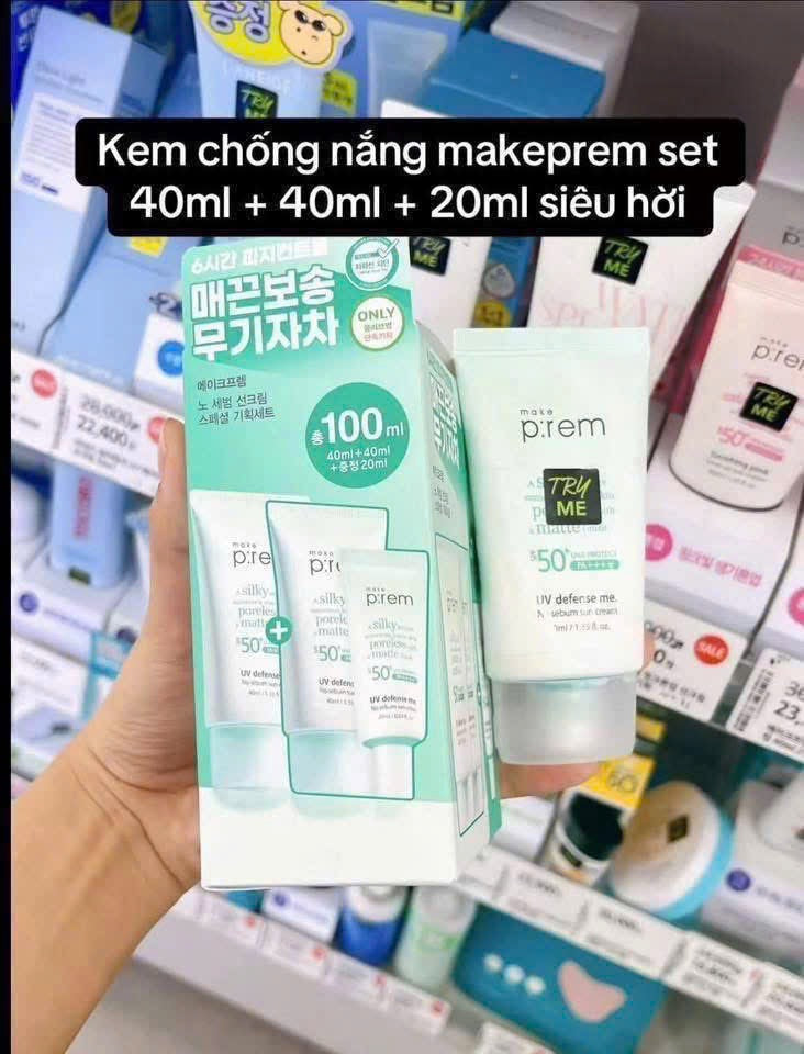 Kem chống nắng MAKE P:REM UV Defense Me No Sebum Sun Cream (set 100ml)