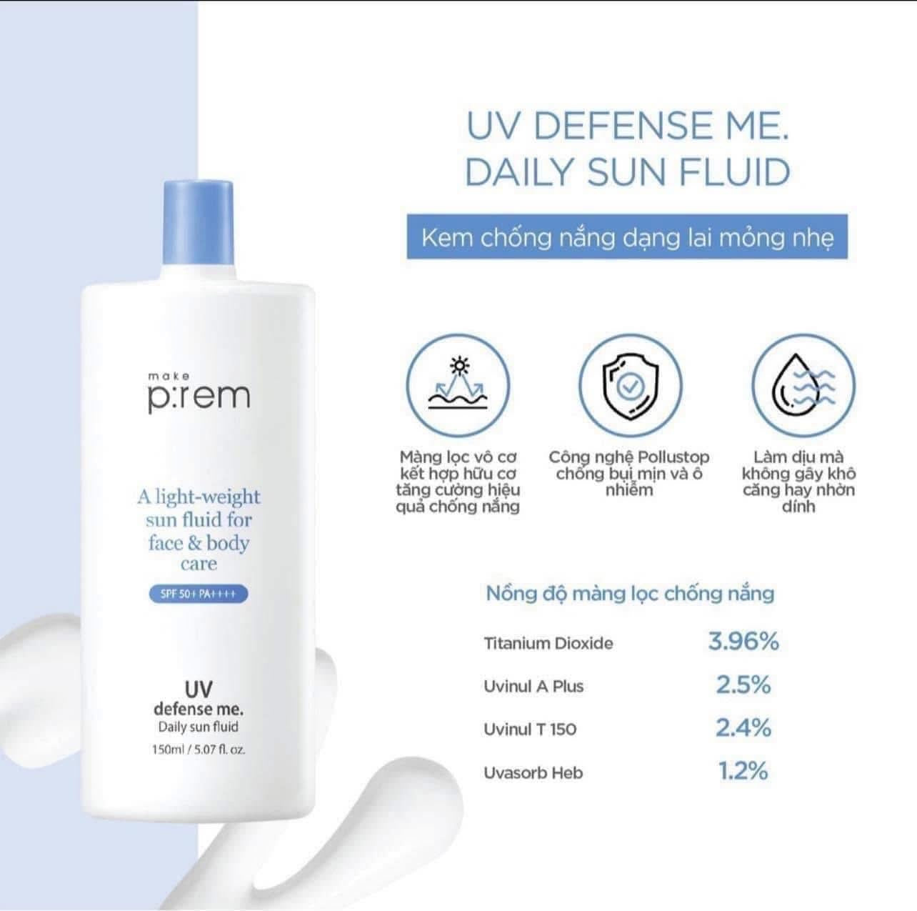 Kem chống nắng MAKE P:REM Daily Sun Fluid 150ml