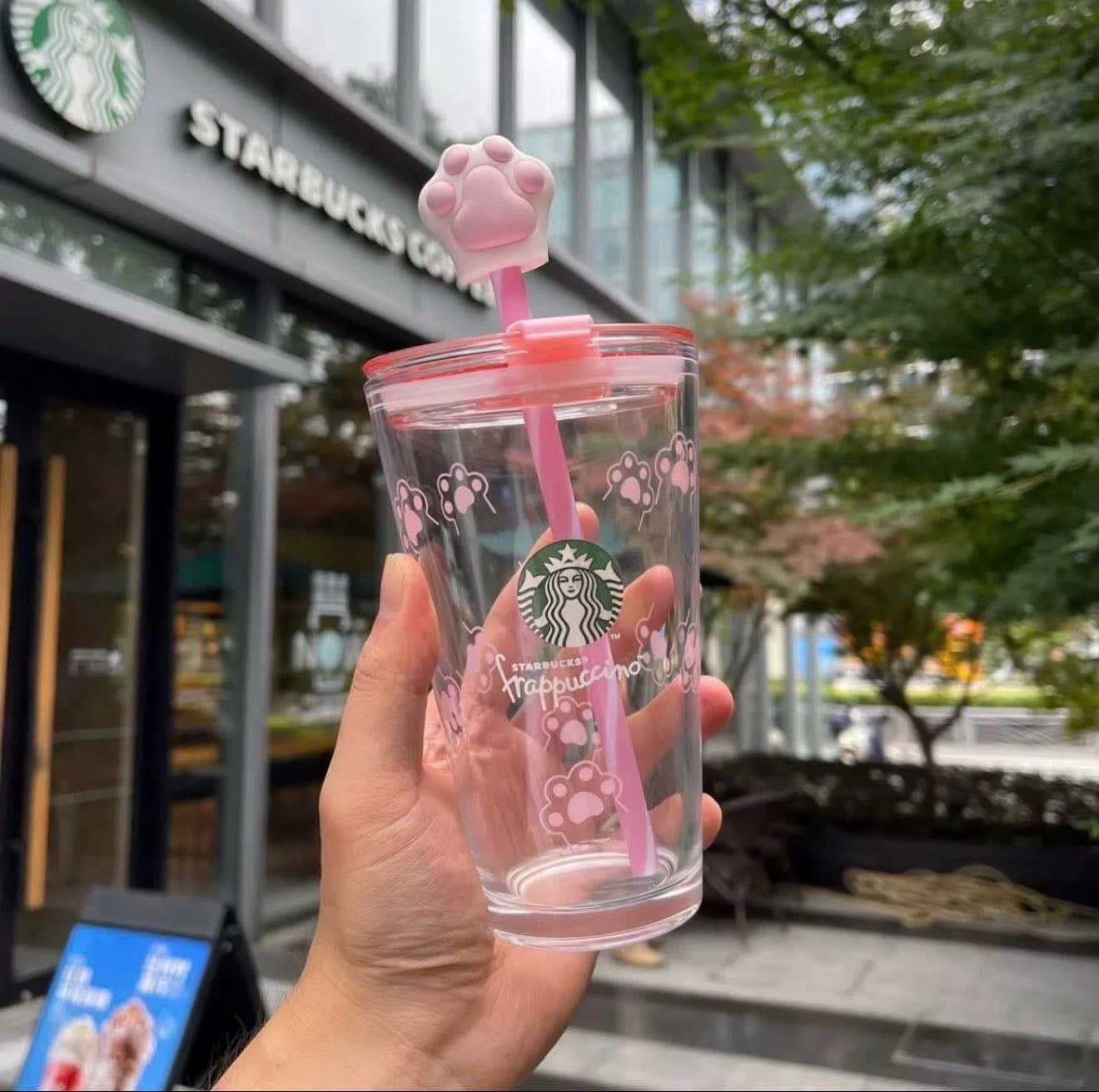 Combo cafe dừa latte STARBUCKS 270ml tặng ly mèo hồng cute