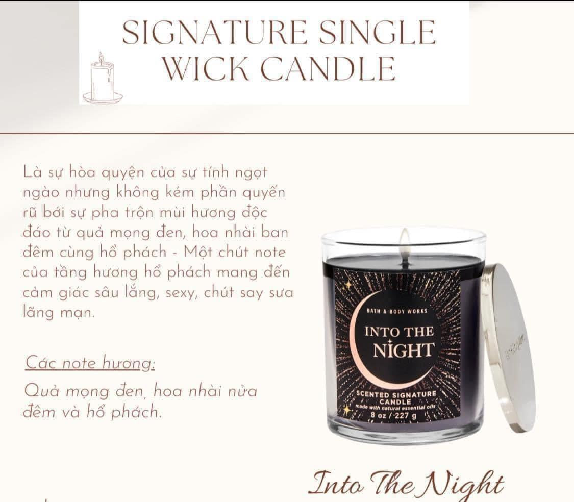 Nến thơm 1 bấc BATH & BODY WORKS mùi Into The Night 227g