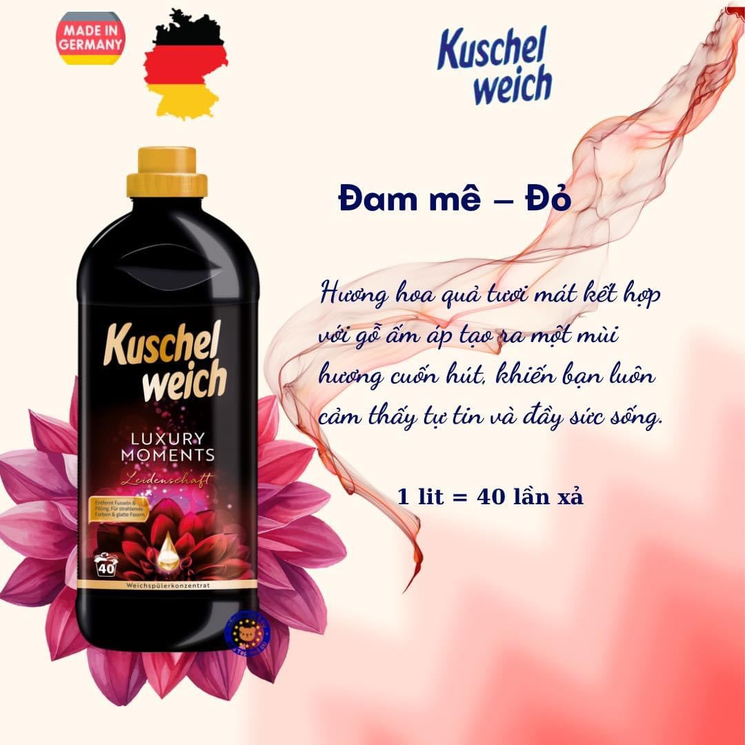 Nước giặt và xả vải KUSCHEL WEICH Luxury Moments Đức 1L