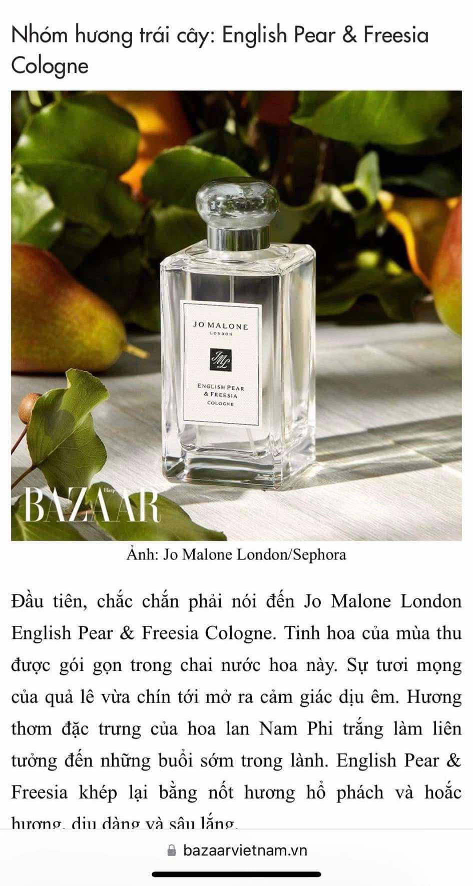 Nước hoa JO MALONE English Pear and Fressia Cologne