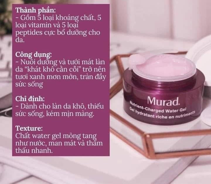 Gel sạc dưỡng ẩm MURAD Hydration Nutrient Charged Water Gel 50ml