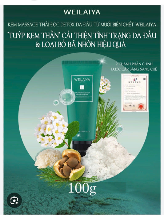 Kem massage detox da đầu WEILAIYA muối biển