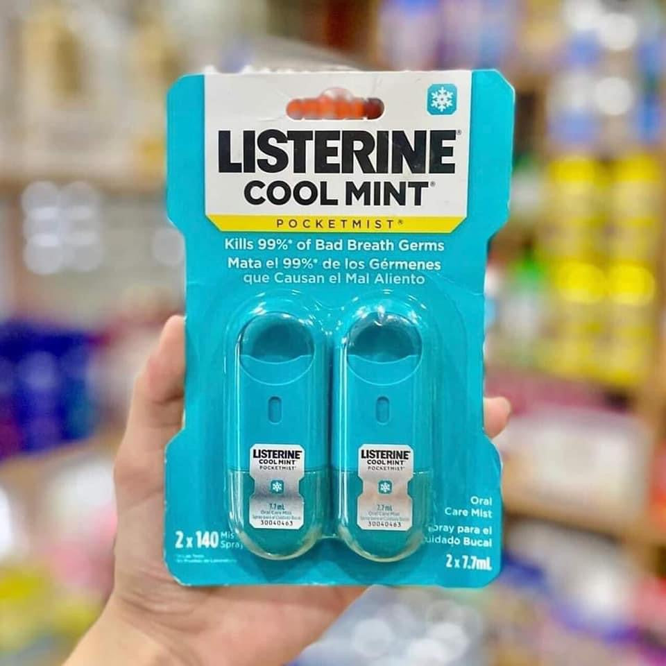 Xịt thơm miệng khánh khuẩn LISTERINE Cool Mint Pocketmist (set 2 chai)