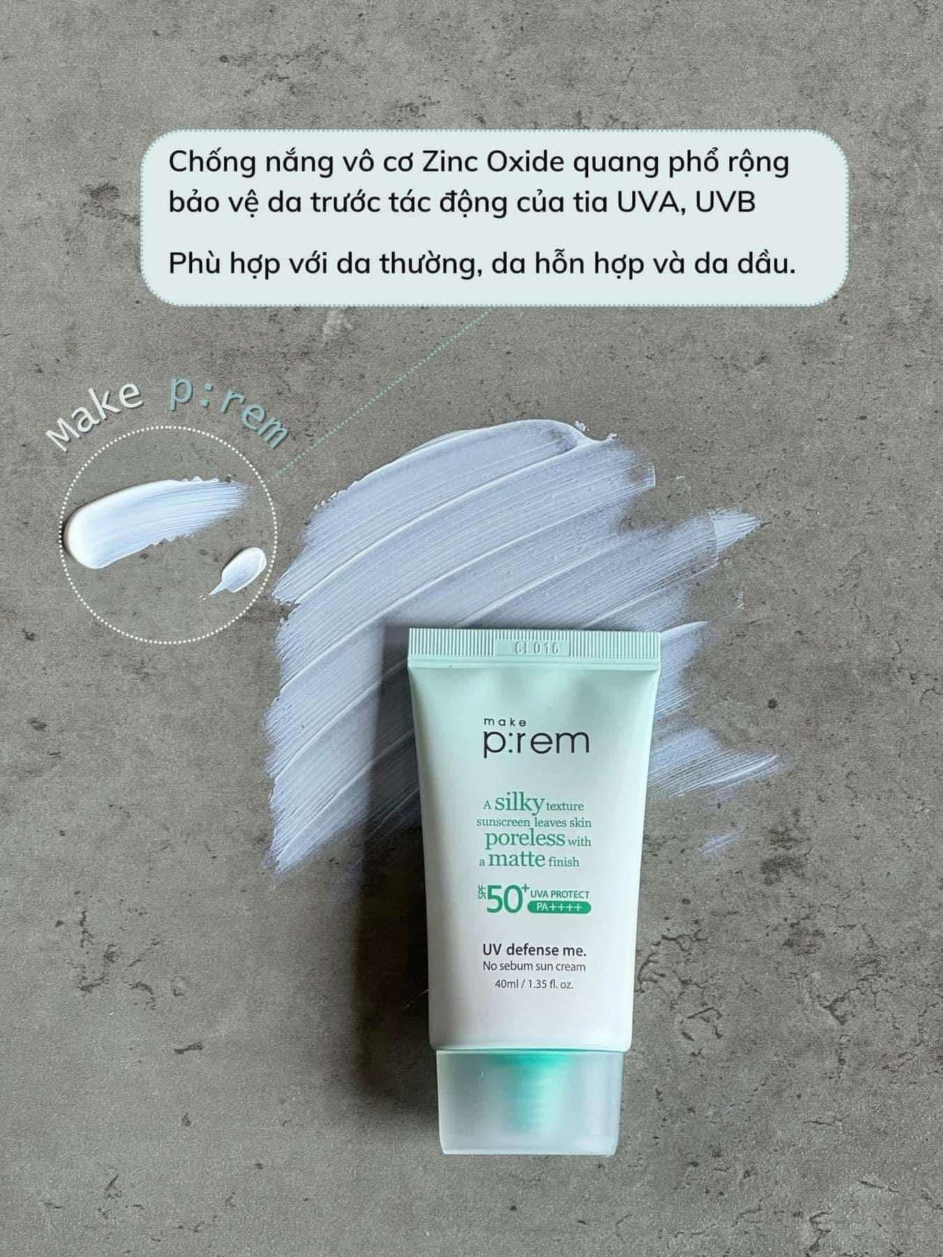 Kem chống nắng MAKE P:REM UV Defense Me No Sebum Sun Cream (set 100ml)