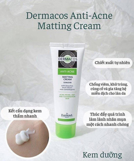 Kem mụn – kiềm dầu DERMACOS Anti-Acne Farmona 50ml
