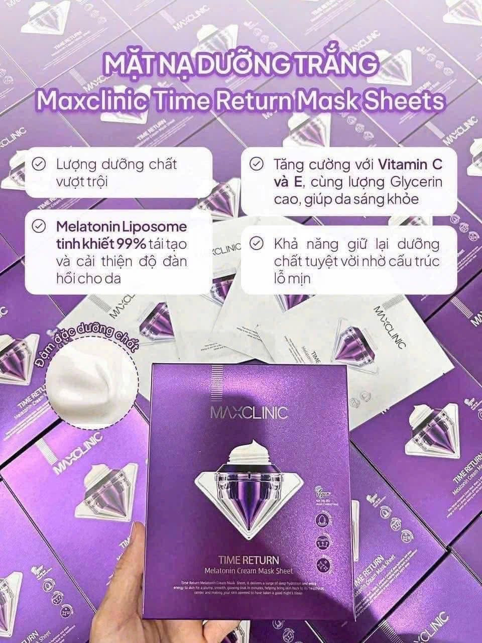 Mặt nạ MAXCLINIC Time Return Melatonin Cream Mask Sheet