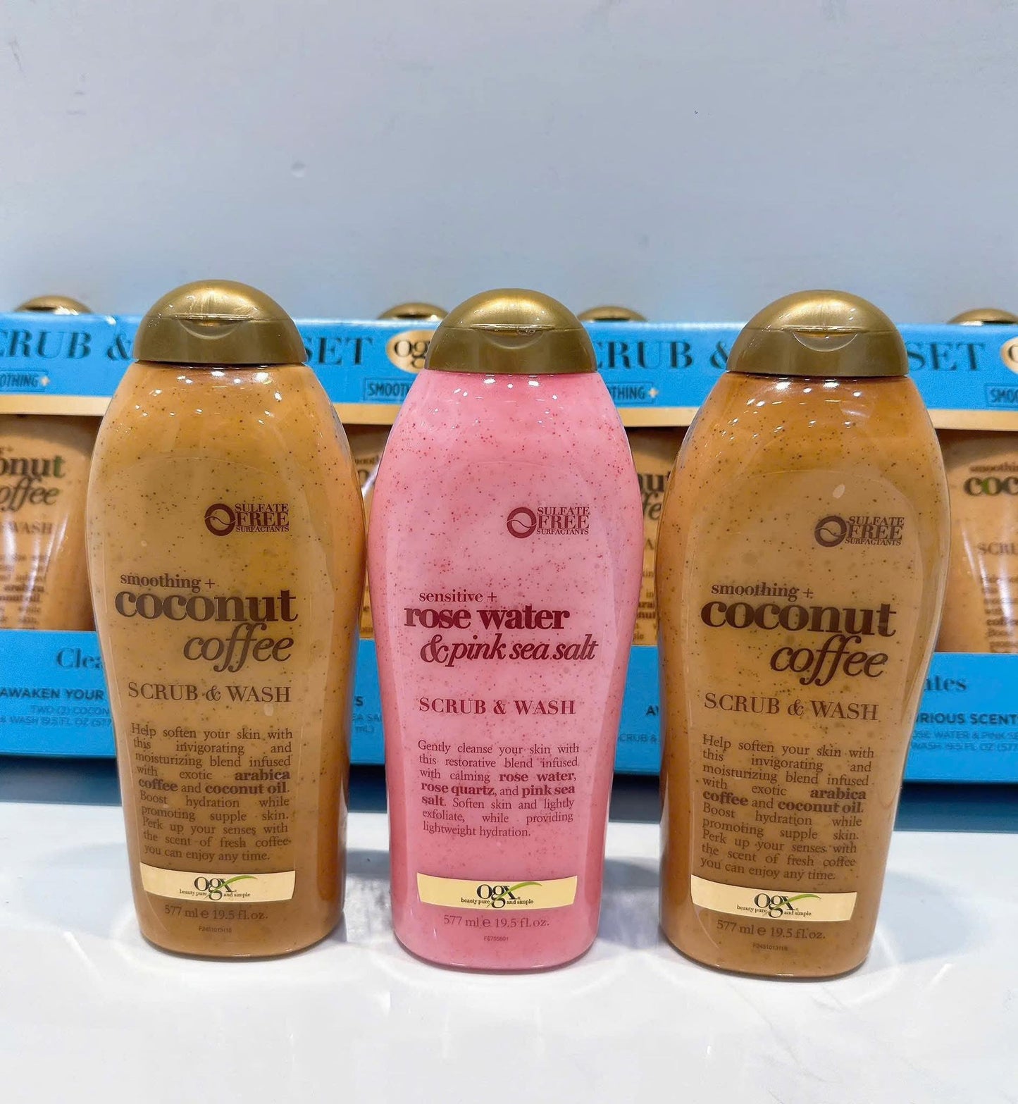 Sữa tắm tẩy tế bào chết OGX Coconut Coffee Scrub & Wash 577ml