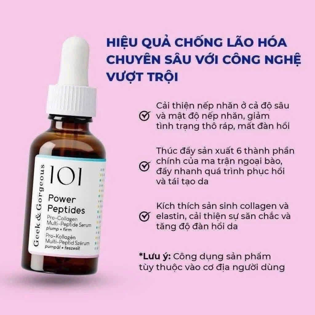 Serum hỗ trợ phục hồi và chống lão hoá GEEK & GORGEOUS 101 Power Peptides