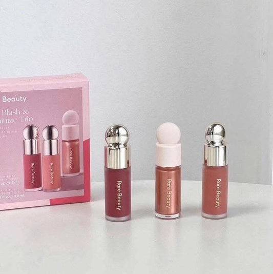 Set má hồng và highlight RARE BEAUTY Mini Blush & Luminize Trio (Phiên bản giới hạn)