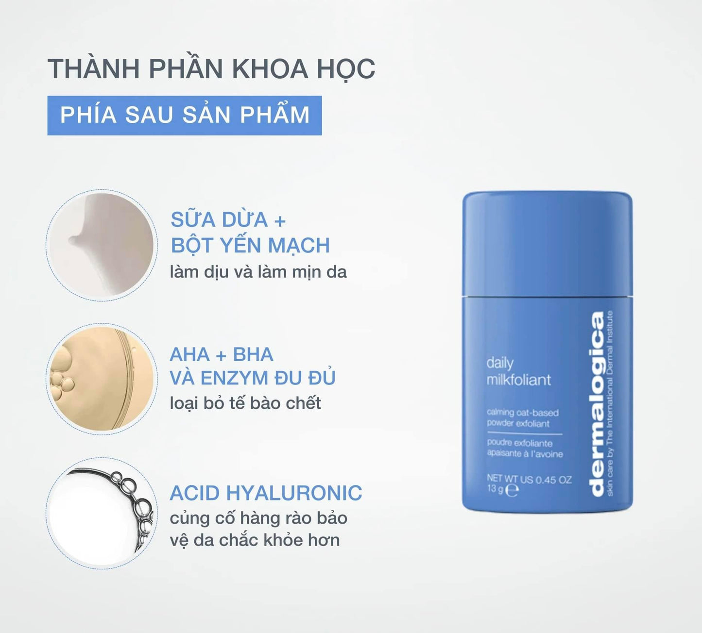 Tẩy tế bào chết làm dịu và sáng mượt da tức thì DERMALOGICA Daily Milkfoliant 74g