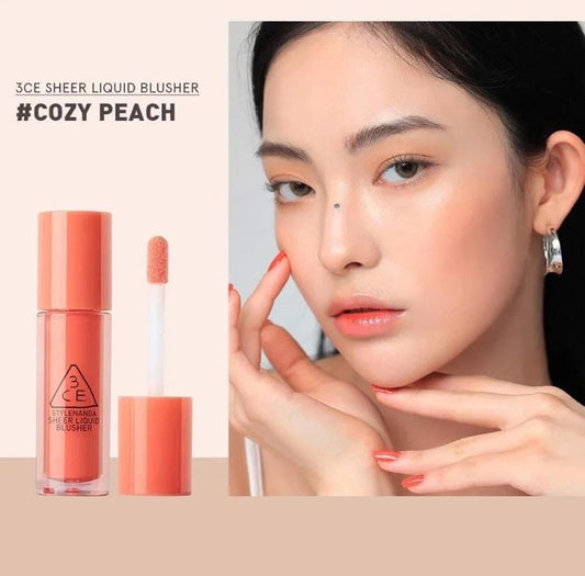 Má hồng dạng kem 3CE Sheer Liquid Blusher màu Cozy Peach