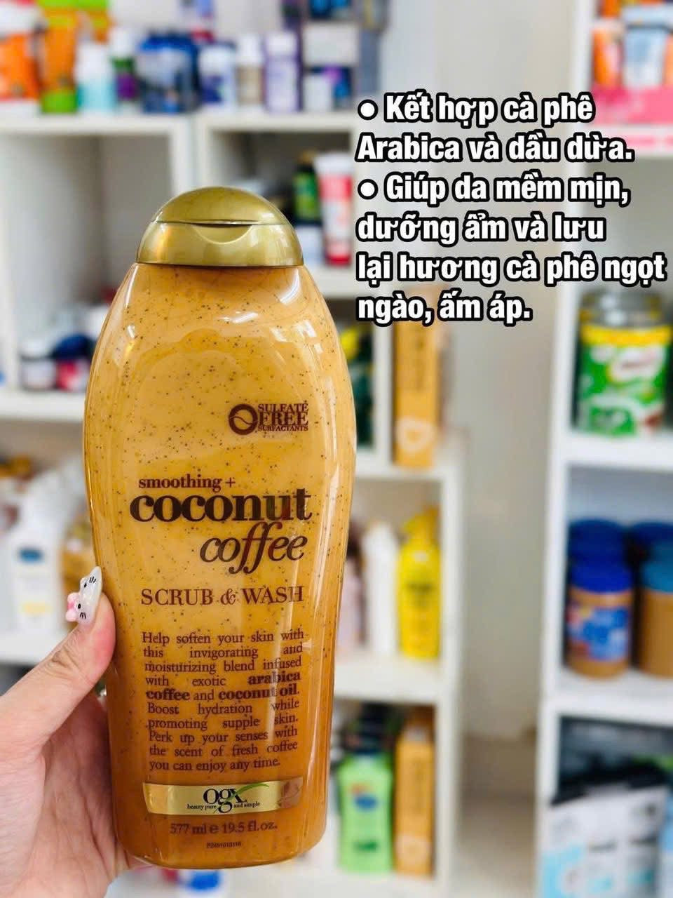 Sữa tắm tẩy tế bào chết OGX Coconut Coffee Scrub & Wash 577ml