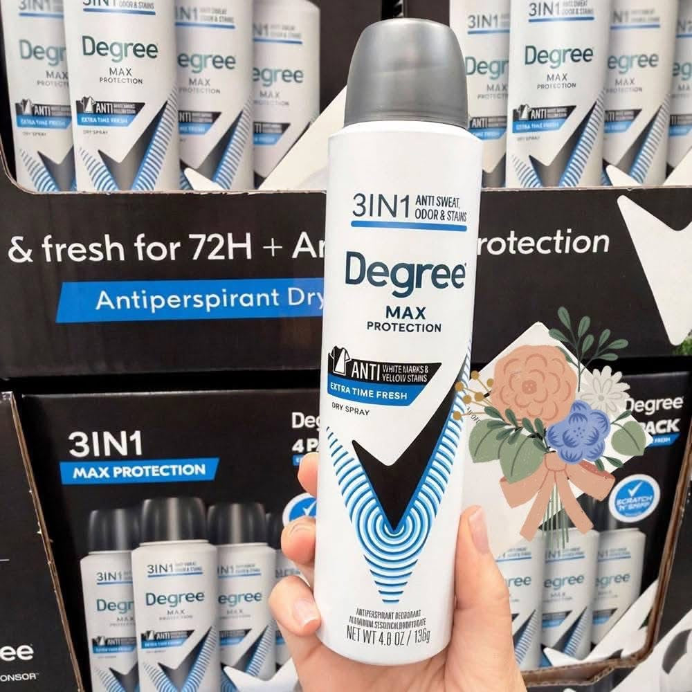 Xịt thơm ngăn mồ hôi và chống ố vàng DEGREE Mỹ 136g