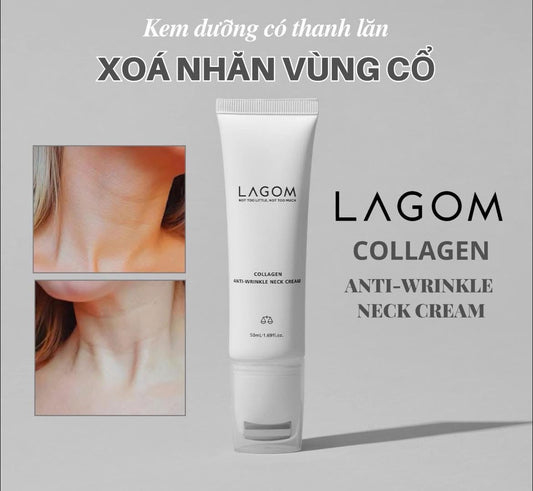 Kem dưỡng có thanh lăn xoá nhăn vùng cổ LAGOM Collagen Anti-Wrinkle Neck Cream 50ml