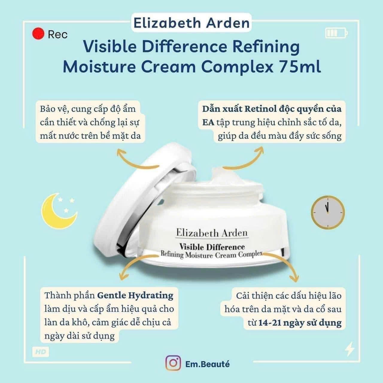Kem dưỡng ẩm chống lão hoá ELIZABETH ARDEN Visible Difference Refining Moisture Cream Complex 75ml