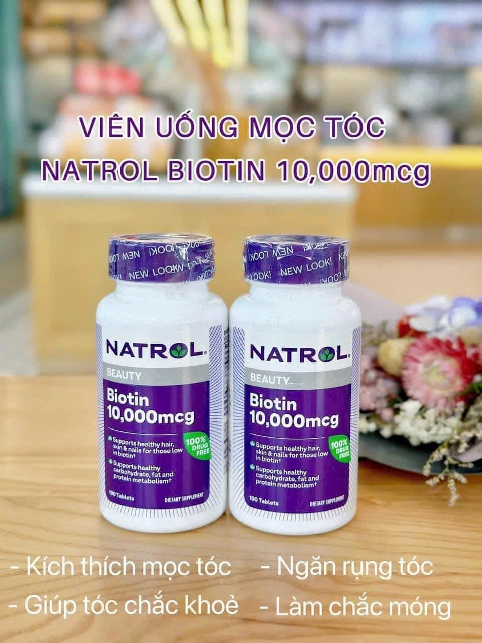 Viên uống hỗ trợ mọc tóc và móng NATROL Biotin Beauty 10000mg (lọ 100 viên)